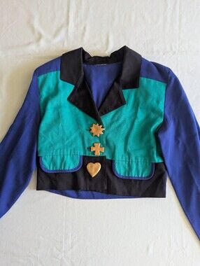 Vintage 80s/90s Cropped Colorblock Jacket With Big Buttons